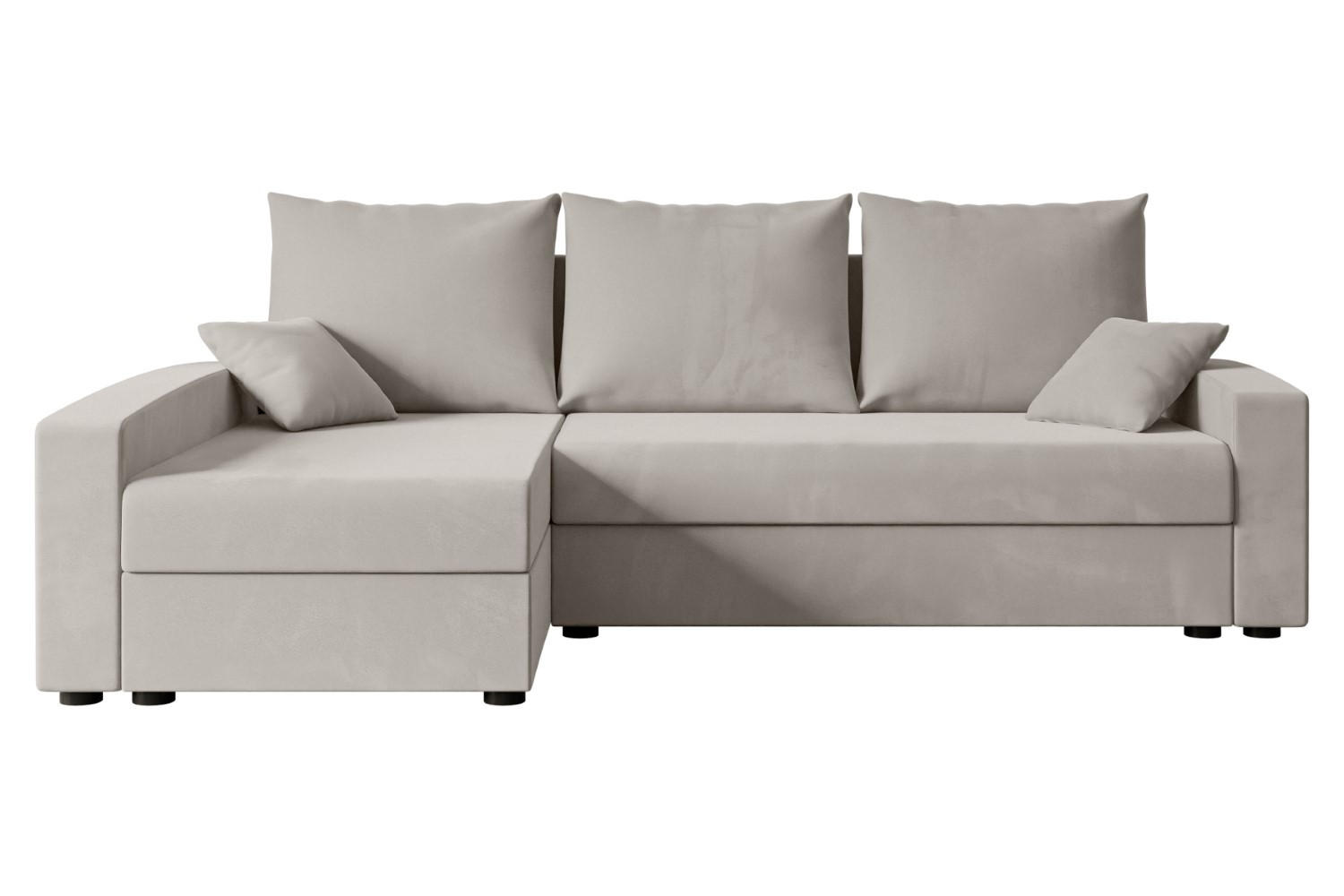 ECKSOFA mit Schlaffunktion und Bettkasten ALESIA-L 231x140x90 cm Hellbraun Velours - Hellbraun/Silberfarben, Holzwerkstoff/Kunststoff (231/140cm) - ALTDECOR
