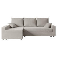 ECKSOFA mit Schlaffunktion und Bettkasten ALESIA-L 231x140x90 cm Hellbraun Velours - Hellbraun/Silberfarben, Holzwerkstoff/Kunststoff (231/140cm) - ALTDECOR