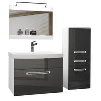 BADMÖBEL Badezimmer Grau, Glänzend - Silbereichenfarben, Holz (100/81/40cm) - B BELINI GROUP