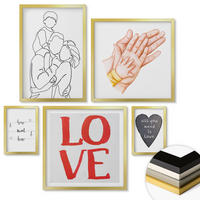 WANDBILDER 5er Set - 50x50 cm & 20x30 cm & 40x60 cm Goldrahmen - Weltraum-Astronauten-Sterne - Goldfarben, Kunststoff (40/60cm) - ArtPrintCave