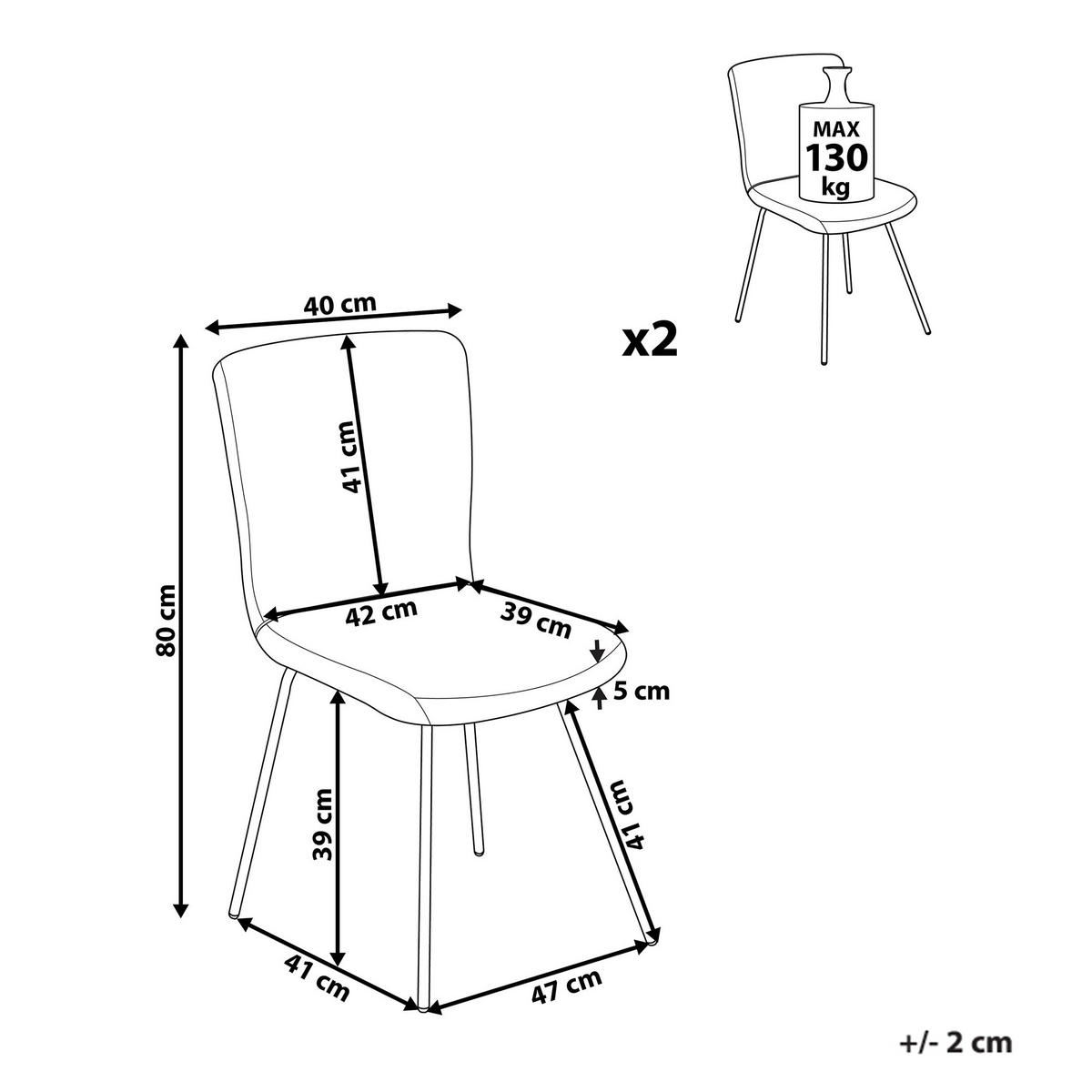 JÍDELNÍ ŽIDLE sada 2 ks Sametová látka Šedá Rubio - šedá, kov/textil (47/80/41cm) - Beliani