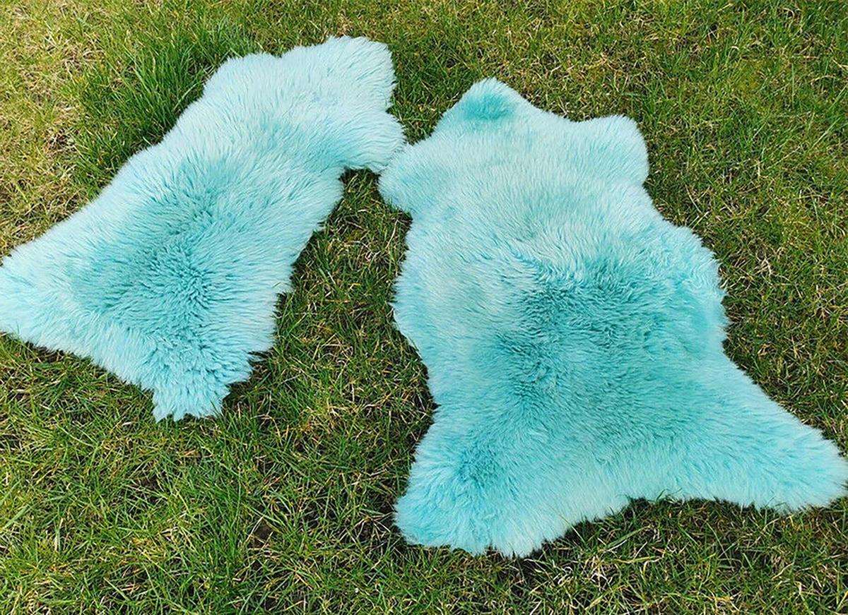 LAMMFELL Öko bunt gefärbt weich Fell Teppich Türkis ca. 110 cm - Türkis, Fell (60/110cm) - Provellus