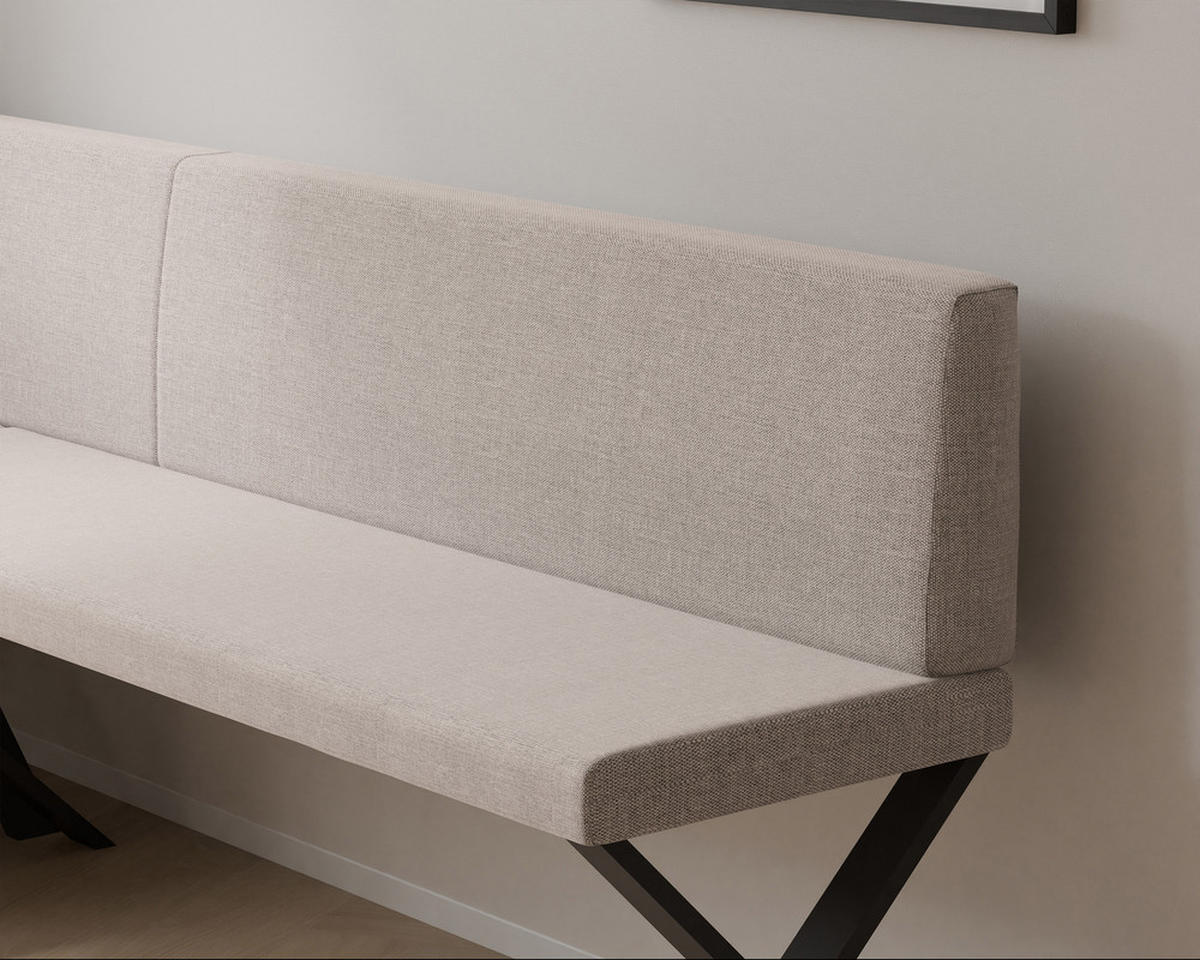 ECKBANK links VERO X Webstoff glatt, 142/196 cm Beige - Beige, Textil/Metall (142/196cm) - Idohome