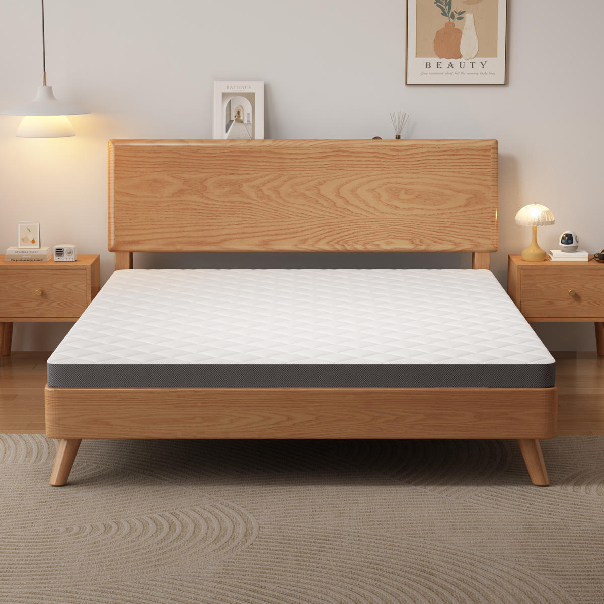 KOMFORTSCHAUMMATRATZE 180/200 cm Weiß + Grau Höhe 7 cm, H3 - Weiß, Textil (180/200cm) - Oxeza