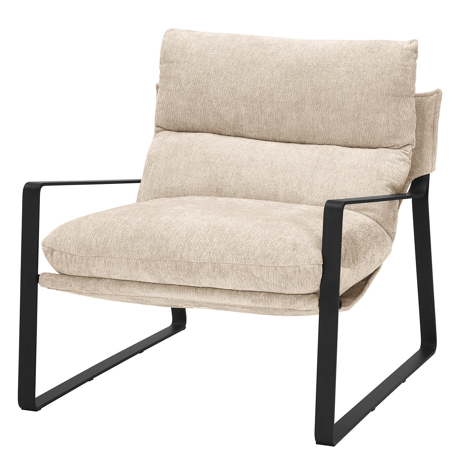 LOUNGESESSEL - Beige/Schwarz, Textil/Metall (76/76/81cm) - home24
