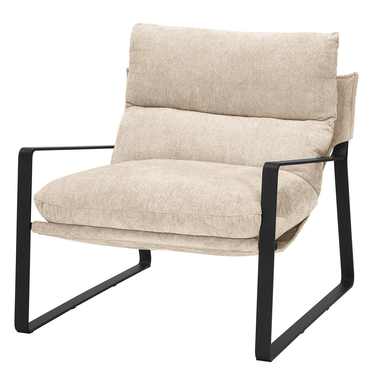 LOUNGESESSEL - Beige/Schwarz, Textil/Metall (76/76/81cm) - home24