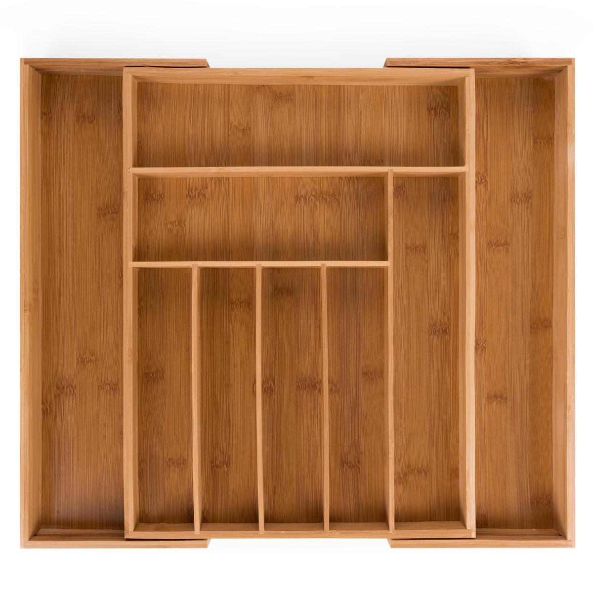BESTECKKASTEN größenverstellbar 7 - 9 Fächer Bambus - Eichefarben, Holz (33.7/5/44.5cm) - Blumtal