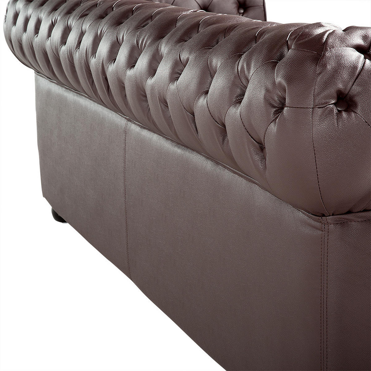 SEDEŽNA GARNITURA 4-sedežna usnje rjava Chesterfield - rjava, usnje (195/70/90cm) - Beliani