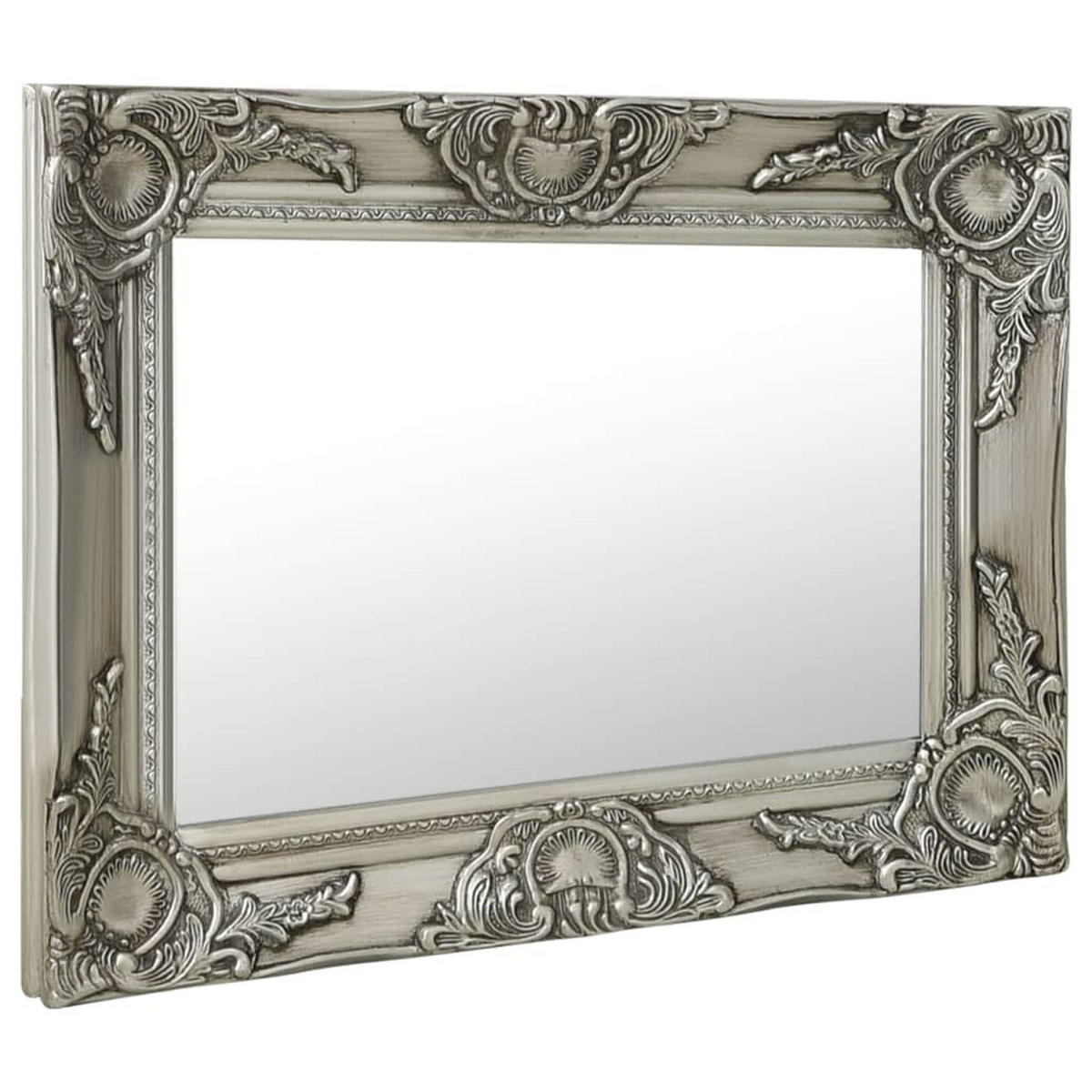 WANDSPIEGEL im Barock-Stil 50x40 cm Silbern - Silberfarben, Holz (40/50/50cm) - furnicato