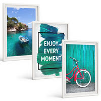 BILDER SET 3er Set - 40x60 cm Weißer Rahmen - Inspiration für ein Fahrrad mit Seeboot - Weiß, Kunststoff (40/60cm) - TULUP