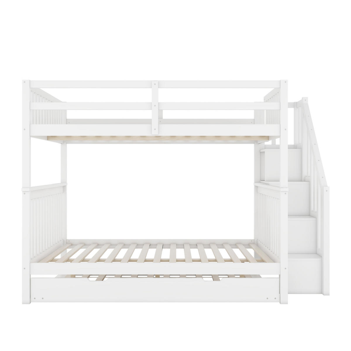 ETAGENBETT 140x200cm Weiß mit 2 Schubladen EN747-1 Treppenregal - Weiß, Holz (140/200cm) - FLIEKS