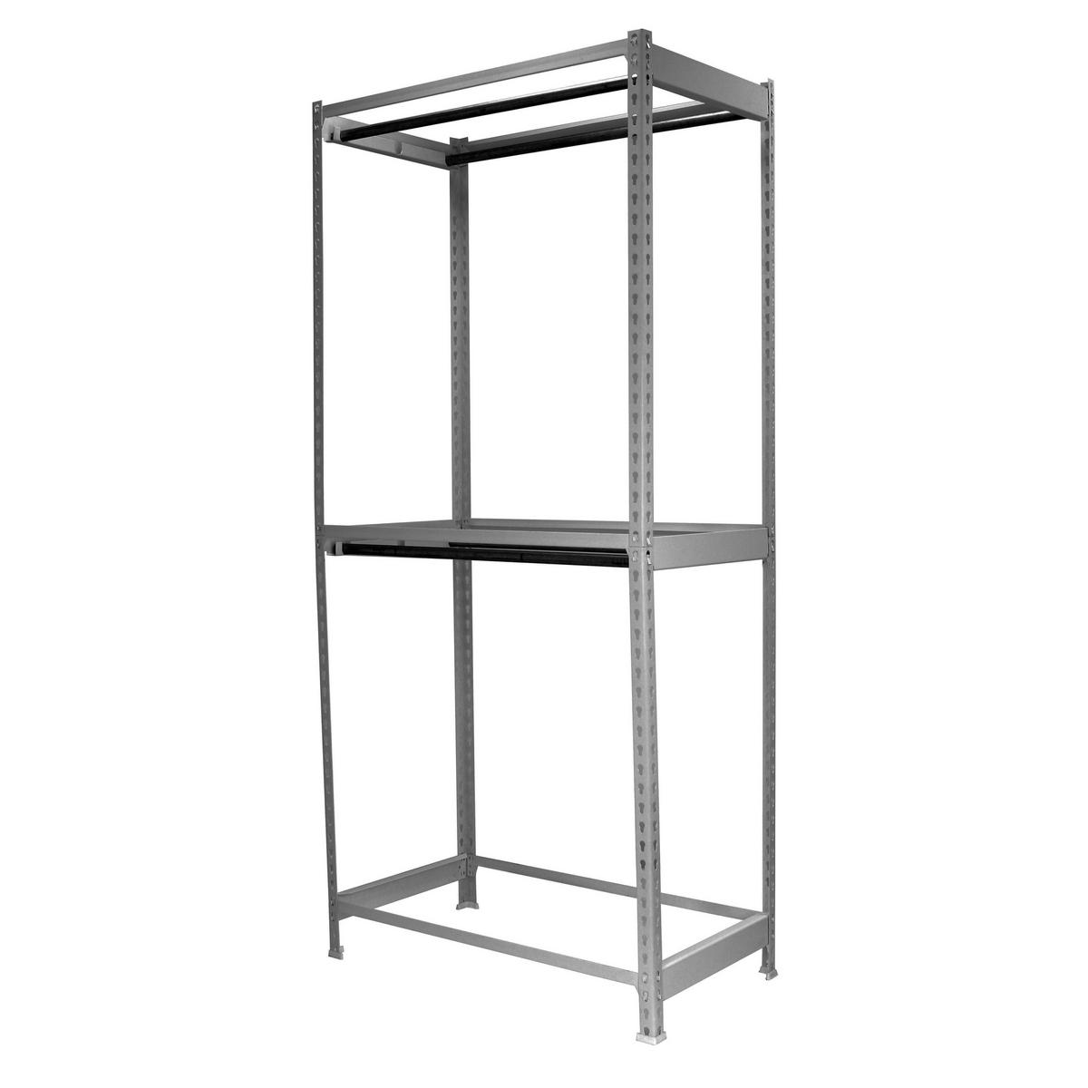 KLEIDERSTANGENREGAL Metal Doppel | HxBxT 200x120x75cm | Grau | Kleiderständer Garderobe Klamottenregal Stangenregal Regal - Grau, Metall (120/200/75cm) - PROREGAL
