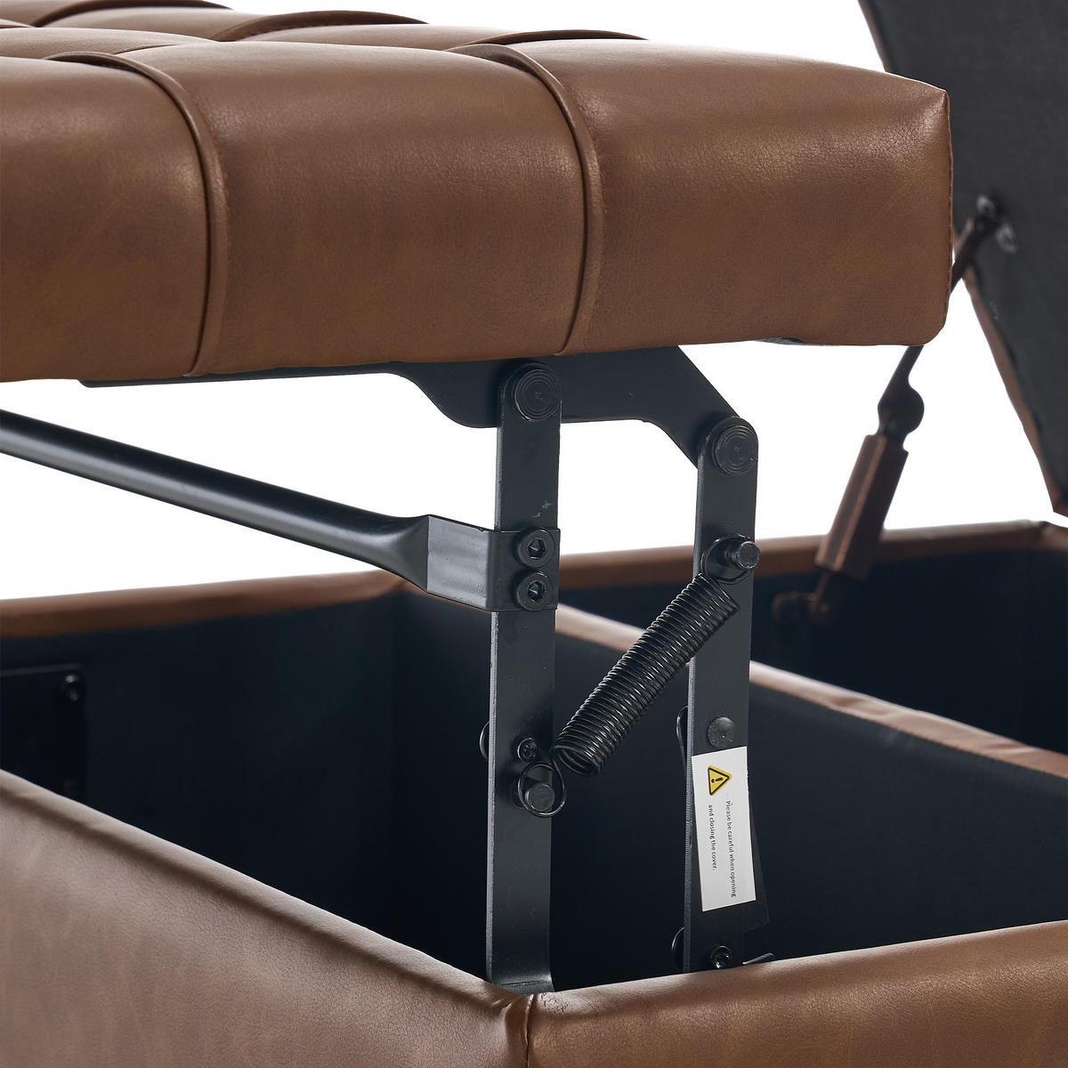 HOCKER Couchtisch,Aufbewahrungsstuhl,höhenverstellbar,PU-Leder,Braun - Braun, Metall (75/41/75cm) - LVHOM