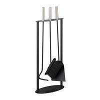 KAMINBESTECK-SET 4-tlg. - Schwarz, Metall (24/60/12cm) - Relaxdays