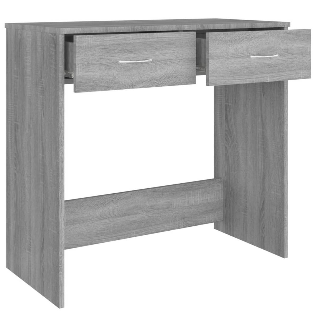 SCHREIBTISCH mit 2 Schubladen 80/40/75 cm aus Holzwerkstoff Grau Sonoma Dekor - Silbereichenfarben, Holz (40/80/75cm) - vidaXL