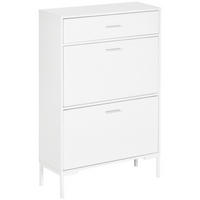 SCHUHSCHRANK DE-15049 2 Klapptüren & 1 Schublade für 12 Paar Schuhe Weiß - Weiß, Holzwerkstoff (75/110/26cm) - ComfortXL