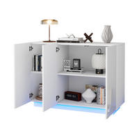 SIDEBOARD 120/40/75 cm in Weiß Hochglanz mit 3 Türen & LED-Beleuchtung - Weiß, Holzwerkstoff (120/75/40cm) - BEAOK