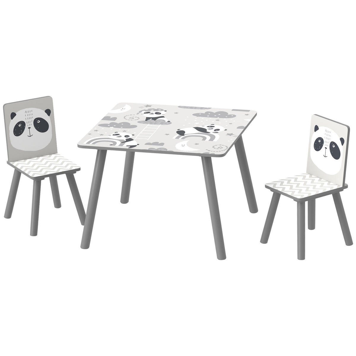 KINDERSITZGRUPPE DE-17542 2 Stühle mit Tiermotiven Grau - Grau, Holzwerkstoff (60/44/60cm) - ComfortXL