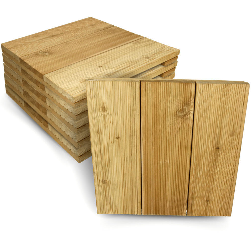 HOLZFLIESE Lärchenholz 43x43cm Terrassenfliese quadratisch - Braun, Holz (43/43/4.5cm) - DELUKE
