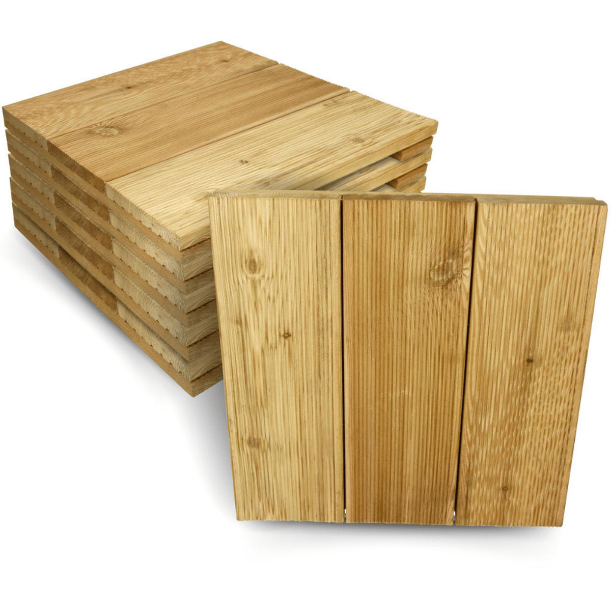 HOLZFLIESE Lärchenholz 43x43cm Terrassenfliese quadratisch - Braun, Holz (43/43/4.5cm) - DELUKE