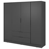 KLEIDERSCHRANK 206 cm Kalma, 4 Türen, 2 Schubladen, Graphite - Graphitfarben, Holz (206/200/51cm) - Emporius