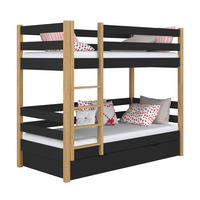ETAGENBETT N01 mit Schublade Schwarz / Eiche Natur 90/200 - Schwarz/Eiche Artisan, Naturmaterialien/Holz (90/200cm) - N-Wood