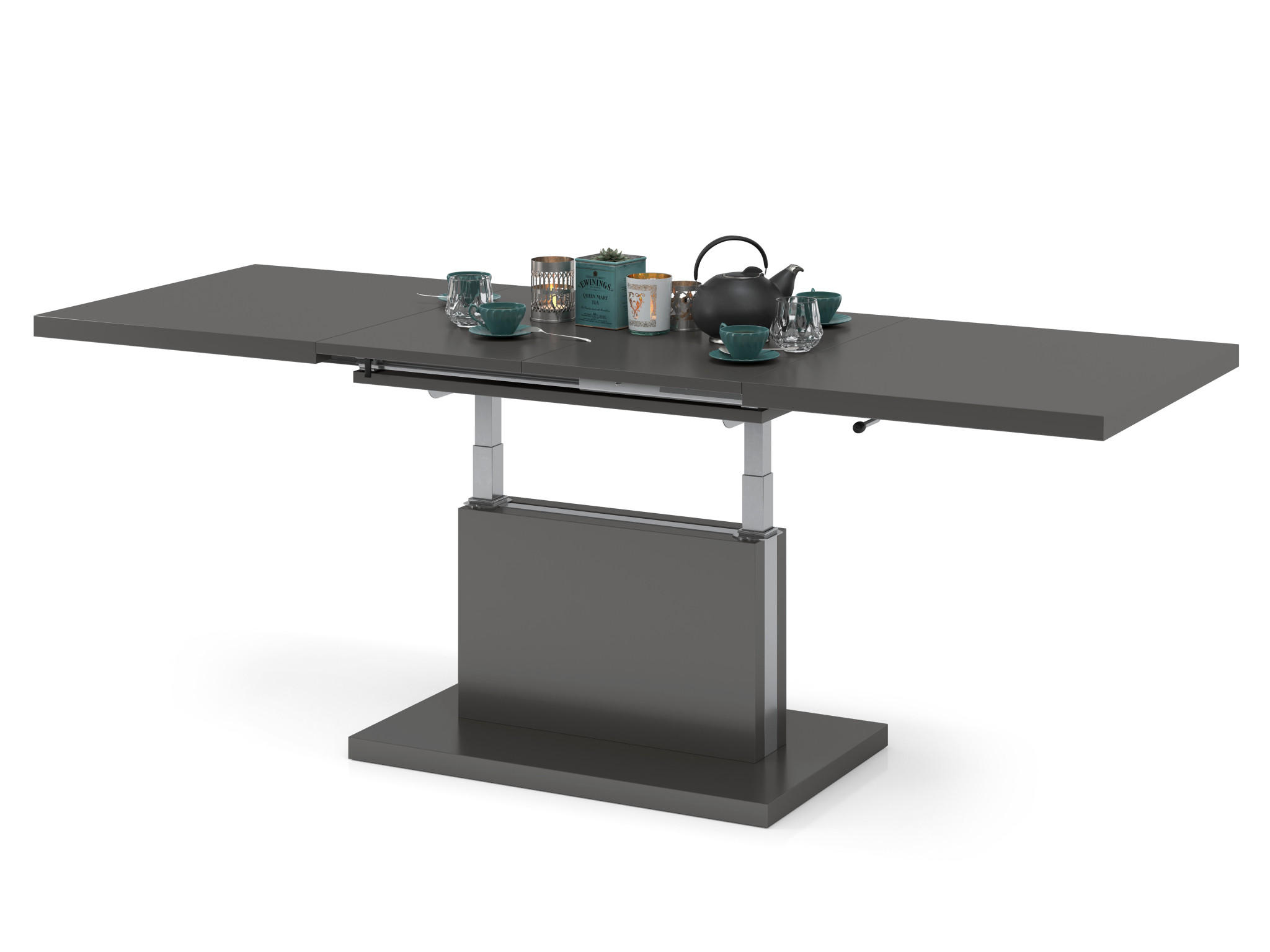 COUCHTISCH rechteckig Anthrazit matt ausziehbar höhenverstellbar - Anthrazit, Holzwerkstoff (80/120/56cm) - designimpex