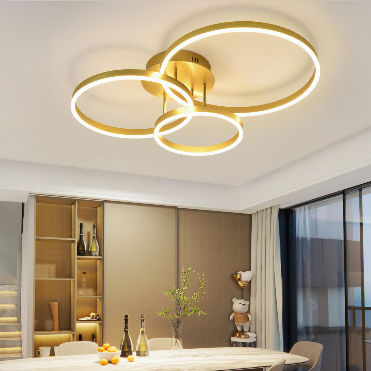 LED-DECKENLEUCHTE Peldar 58.0/82.0/16.0 cm - Goldfarben, Metall (82/58/16cm) - ZMH