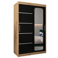 SCHWEBETÜRENSCHRANK 200/120/62 2-türig - Silberfarben/Schwarz, Holz/Kunststoff (120/200/62cm) - Abiks Möbel