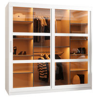 SCHWEBETÜRENSCHRANK 200/180/62 2-türig - Silberfarben/Weiß, Holz/Kunststoff (180/200/62cm) - Abiks Möbel