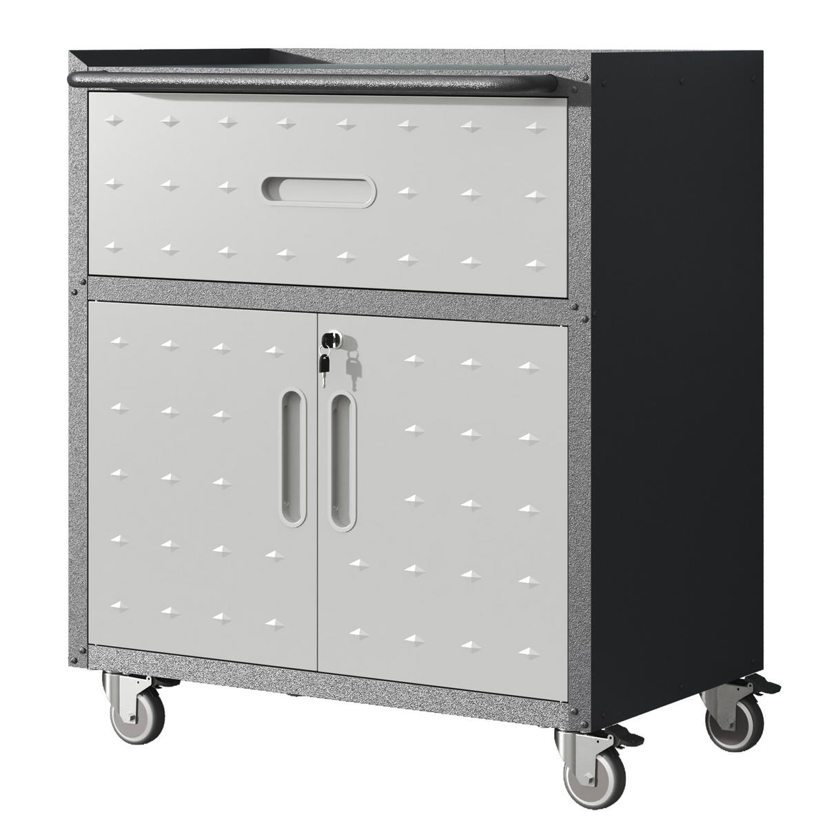KOMBINATIONSMÖBEL – 88 cm hoch × 75 cm breit × 42 cm tief, ausgestattet mit einer Schublade und zwei abschließbaren Schranktüren. - Multicolor, Metall (42/88/75cm) - DCA