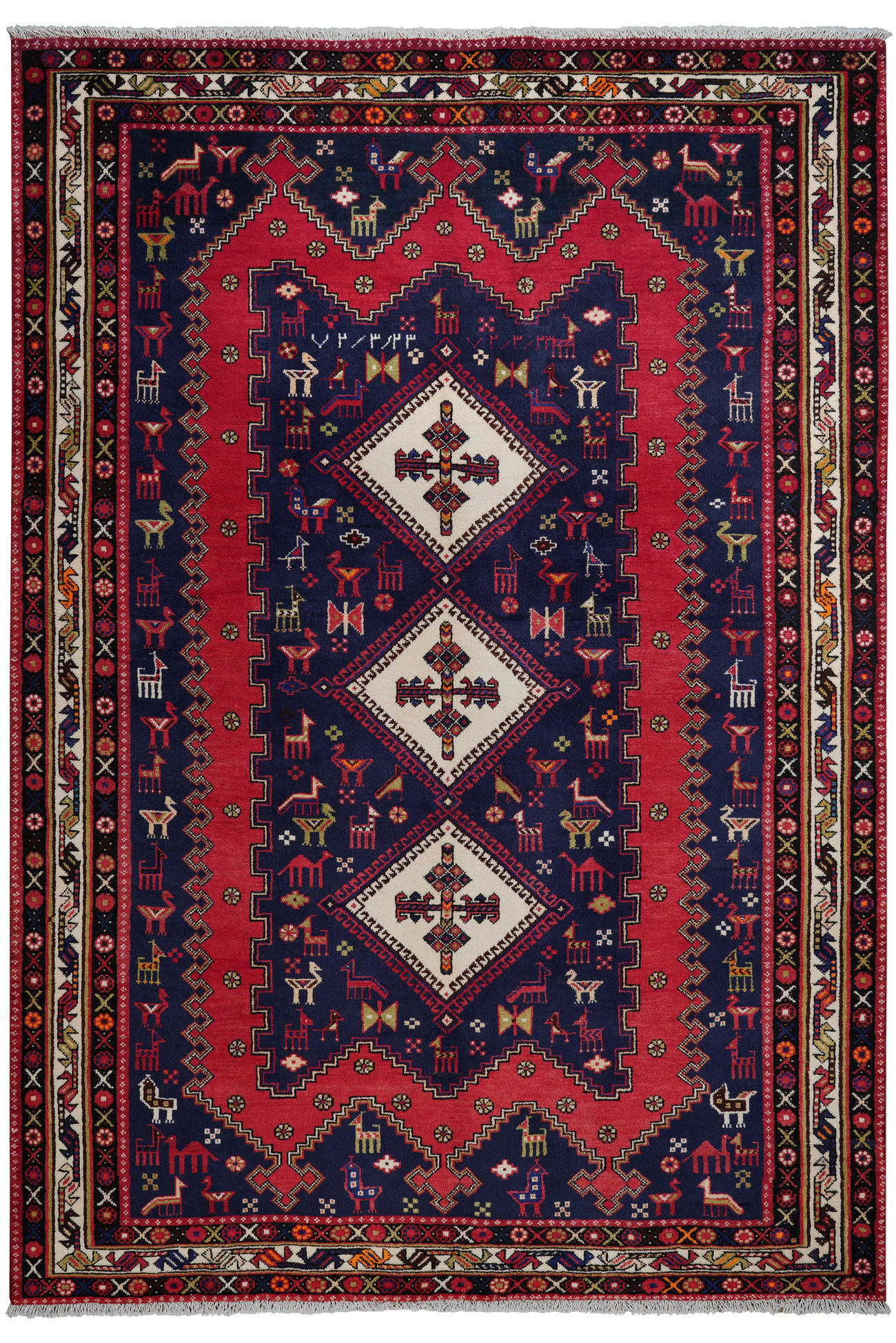 TEPPICH Afshar Blau 243/166 cm Schurwolle - Blau, Textil (166/243cm) - Looma