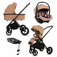 KINDERWAGEN Boldo 4in1 Sapphire Babywanne, Reisebuggy, Autositz, Isofix Basis - Beige/Schwarz, Textil/Metall (58/98cm) - BabyLux