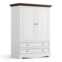 WÄSCHESCHRANK Belluno Elegante Kiefer weiß (RAL9010) lackiert / Kiefer gebeizt, Nussbaumfarben 108 / 45 / 147cm - Nussbaumfarben/Weiß, Holz/Metall (108/147/45cm) - Feldmann-Wohnen