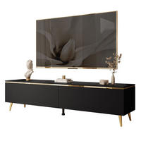 TV-LOWBOARD AURORA Schwarz Matt mit gerade Goldchrom Fuße - Goldfarben/Schwarz, Holzwerkstoff/Metall (180/45/40cm) - Lookway