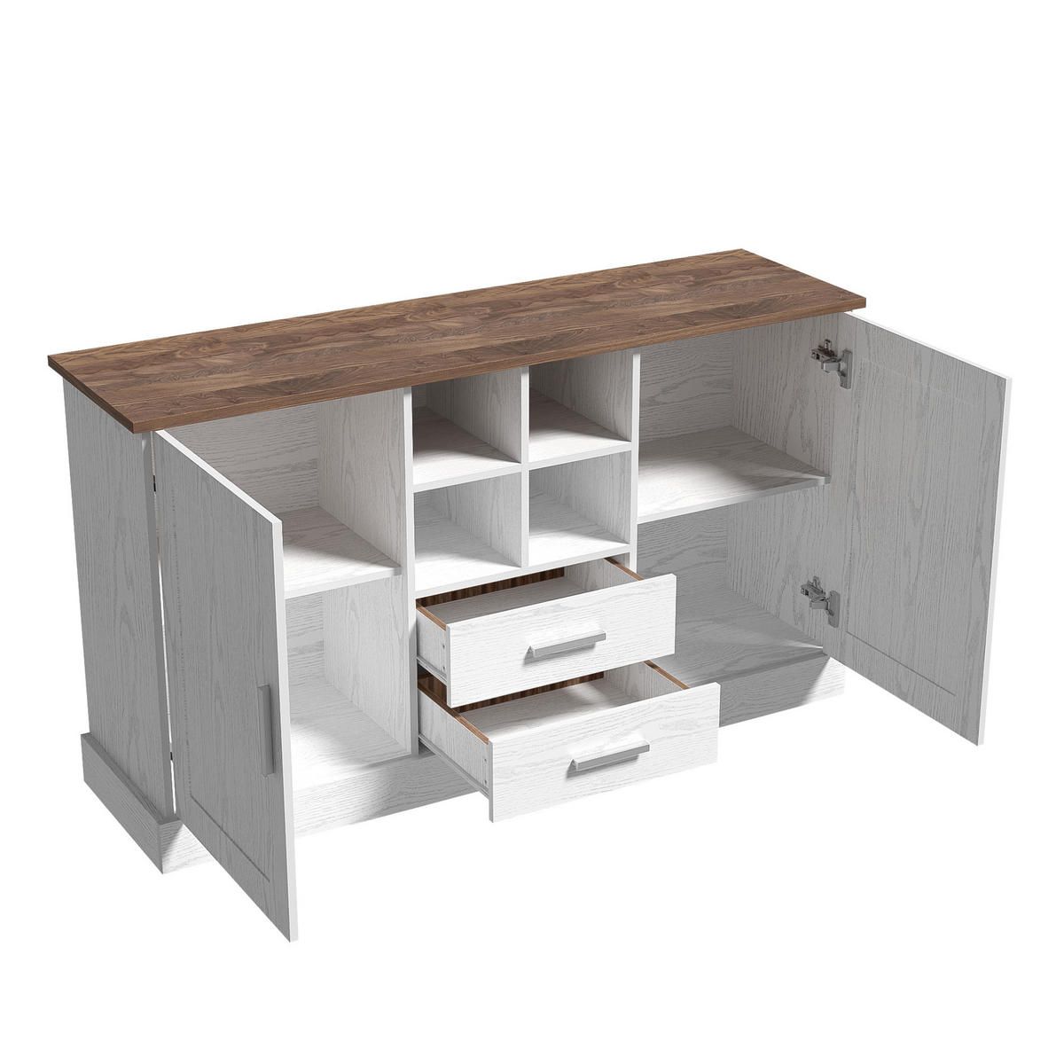 SIDEBOARD 140/40/79,5 cm aus Spanplatte mit Sanftschluss-Scharnieren Weiß/Braun - Braun, Holzwerkstoff (140/79.5/40cm) - Modenvie