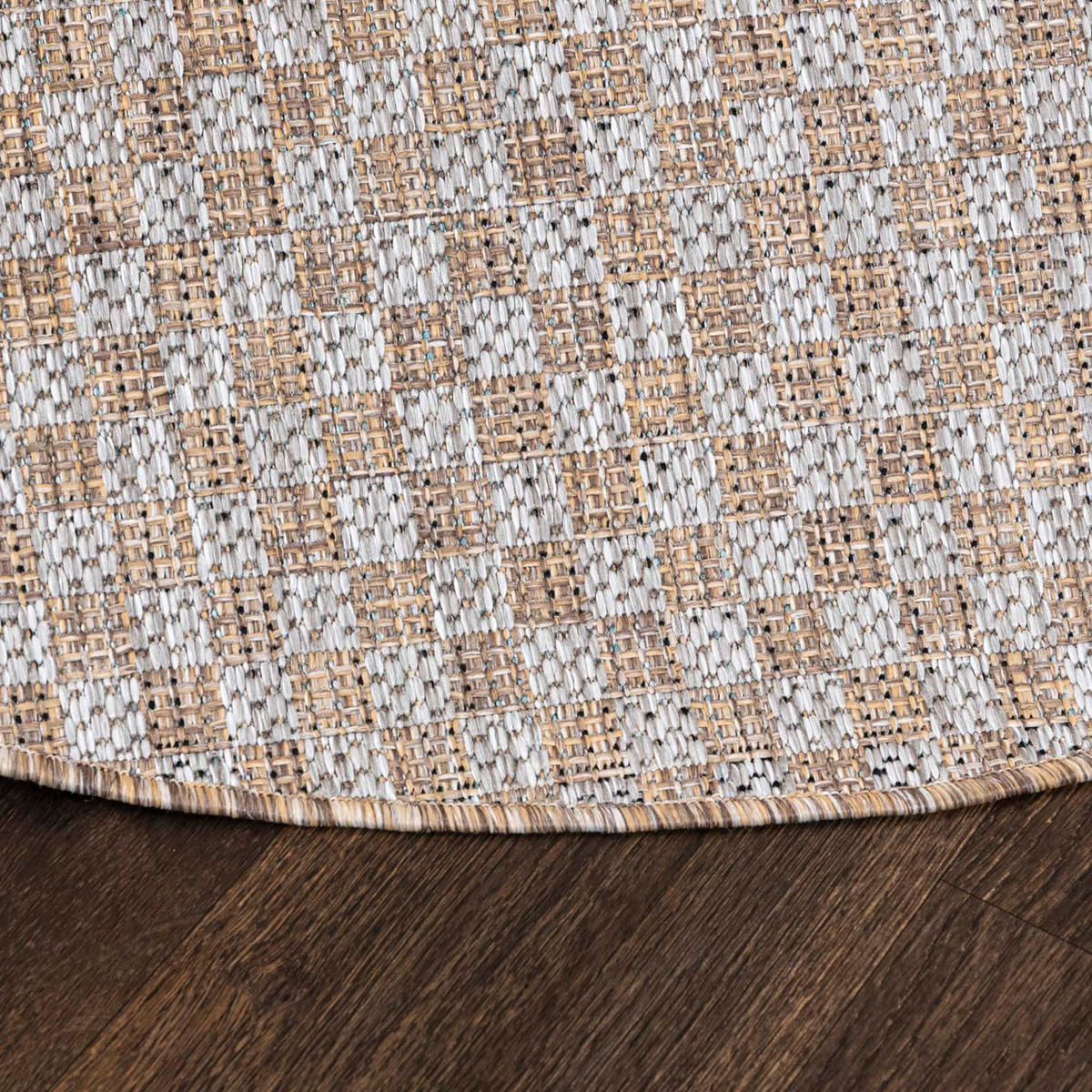 TEPPICH Braun In-Outdoor Geometrisch, Einfarbig - Rund,Kurzflor,Modern - Grau - 200 x 200 cm - Braun/Grau, Textil (200/200cm) - Mazovia