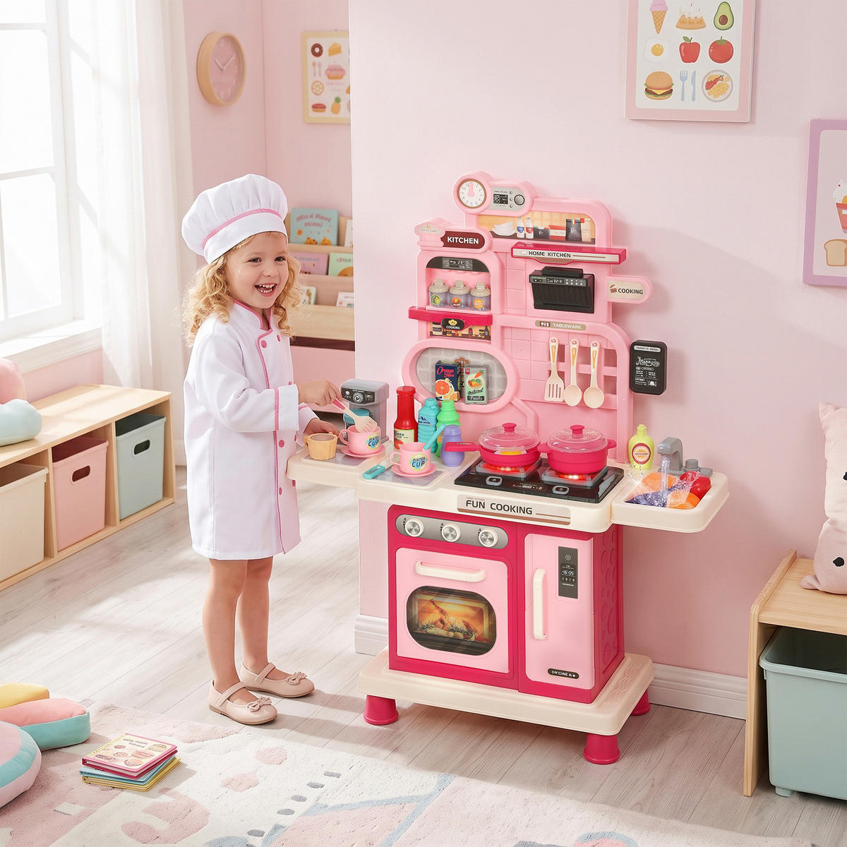 KINDERKÜCHE Kunststoff Rosa - Rosa, Kunststoff (25/67cm) - AIYAPLAY