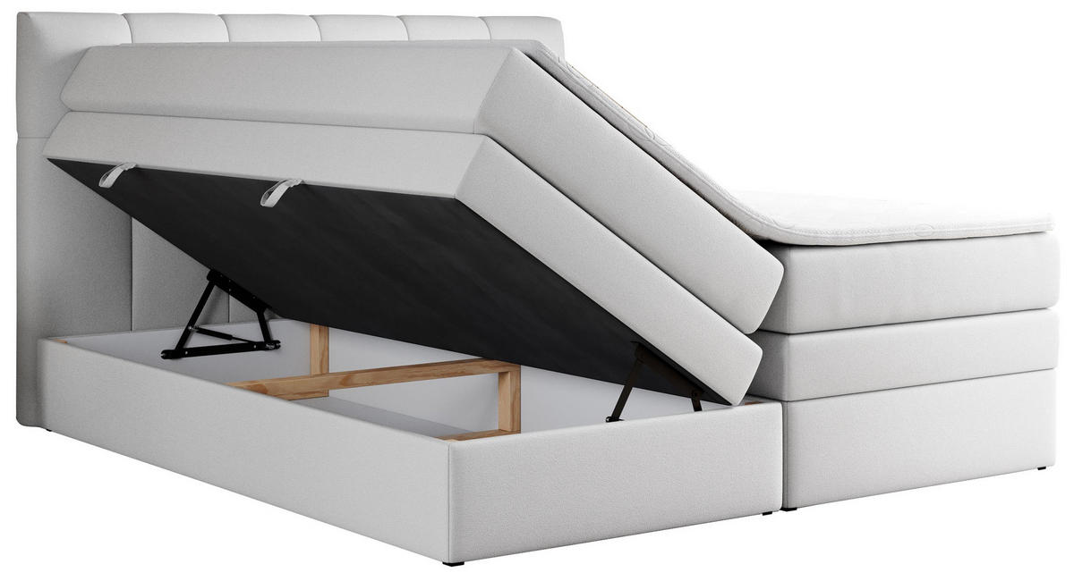 BOXSPRINGBETT ALVIN KING 120/200 Weiß Kunstleder - H3 - Weiß, Holz/Textil (120/200cm) - MKS