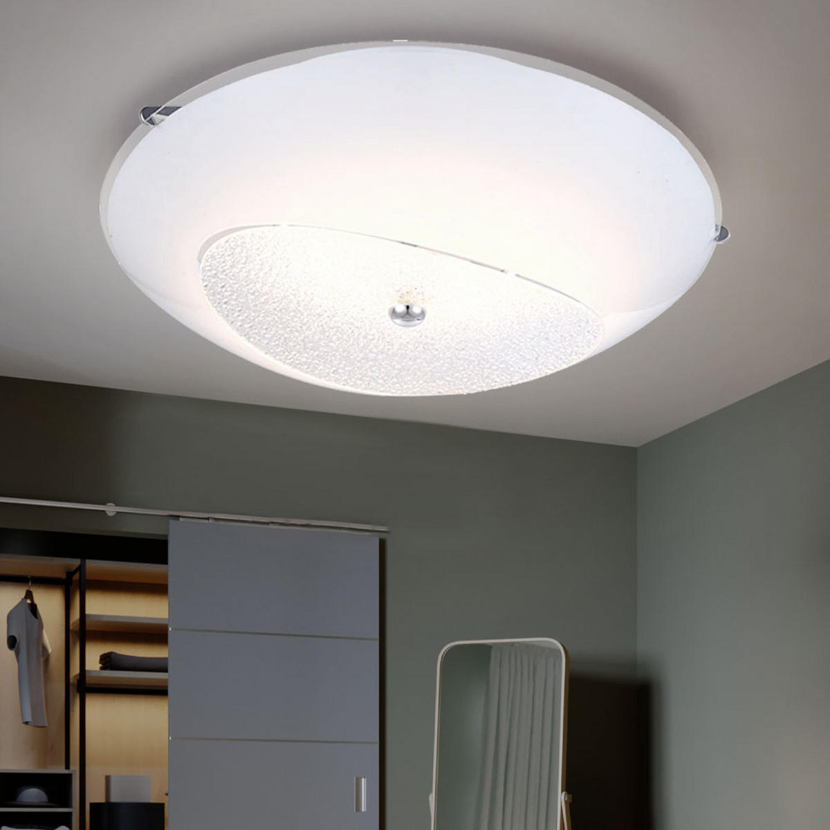 LED DECKENLEUCHTE KESSY Kristalloptik Weiß - Weiß, Glas (40/40/10cm) - Globo Lighting