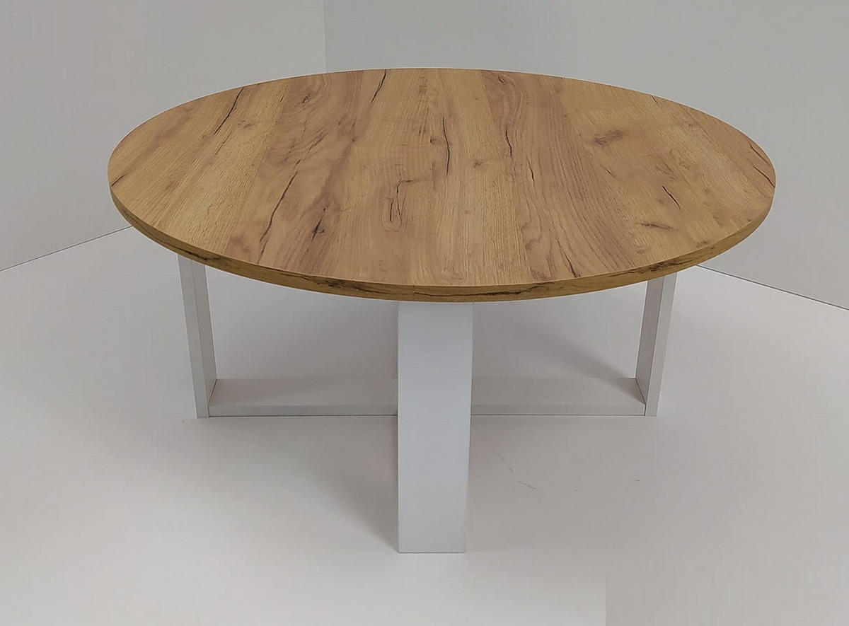 COUCHTISCH rund Eiche Gold Weiß 86x42 cm - Eichefarben/Weiß, Holzwerkstoff (86/86/42cm) - designimpex