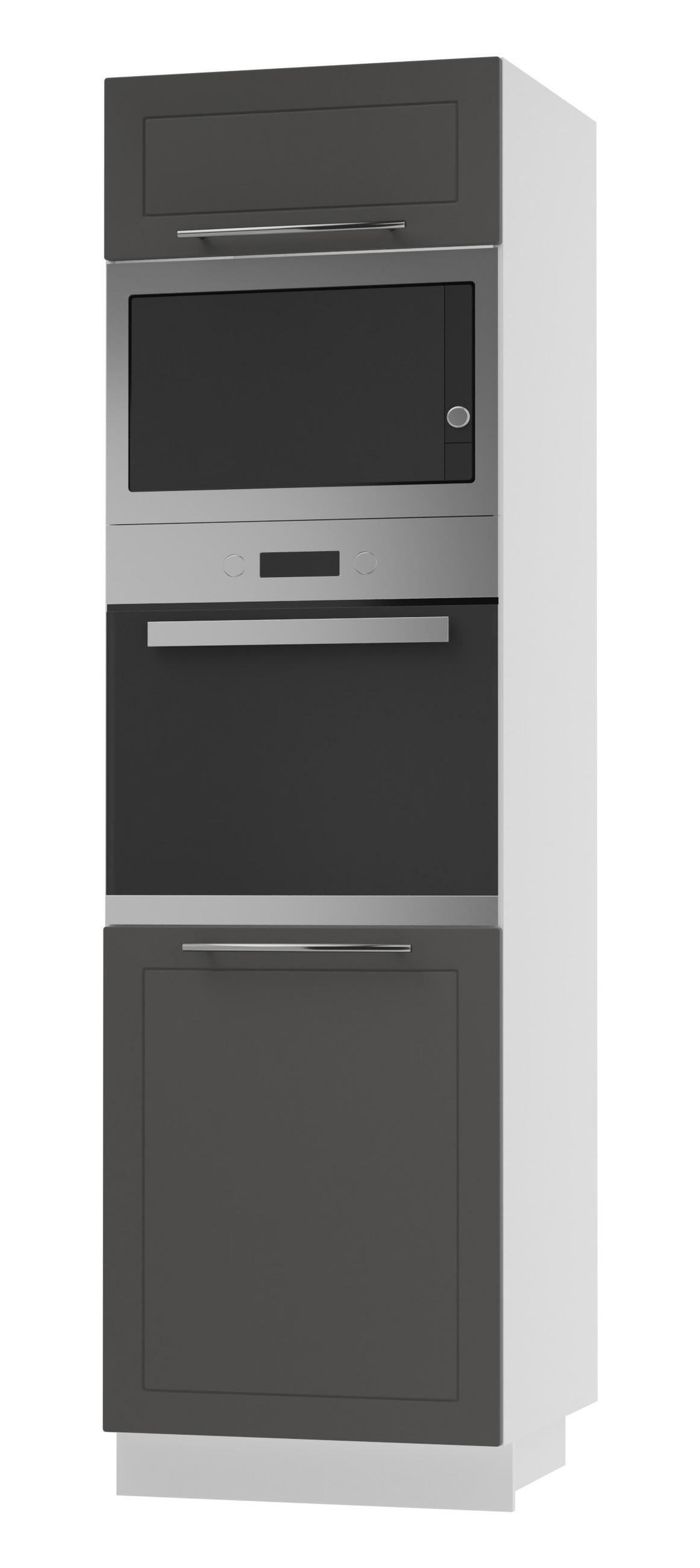 Feldmann-Wohnen Backofen-Hochschrank Graphit, Weiß 60x207x59 cm