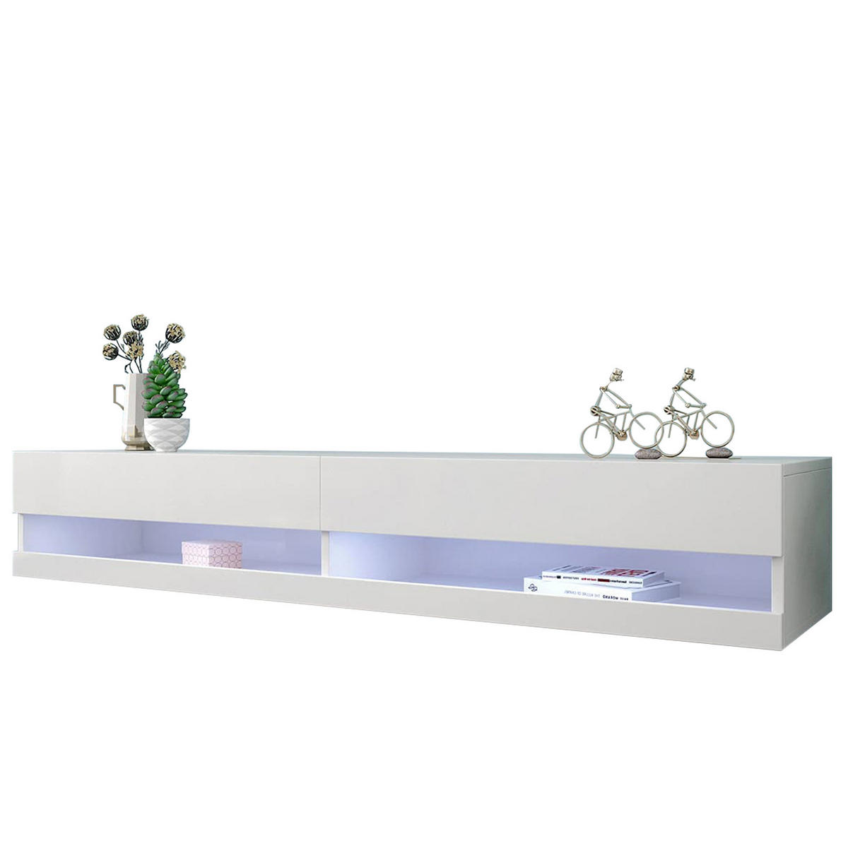 TV-LOWBOARD aus MDF Weiß 140x40x30 cm mit LED-Beleuchtung, App- und Fernbedienungssteuerung - Weiß, Holzwerkstoff (140/30.5/40cm) - IVMEU
