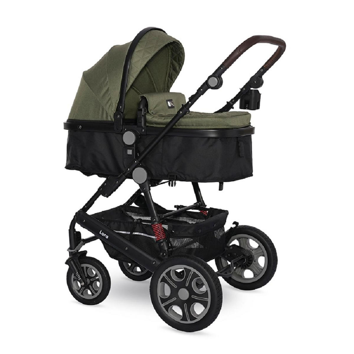 KINDERWAGEN Lora grün faltbar Gummiräder Tragetasche Sportsitz Fußabdeckung - Grün, Metall (85/68/112cm) - Lorelli