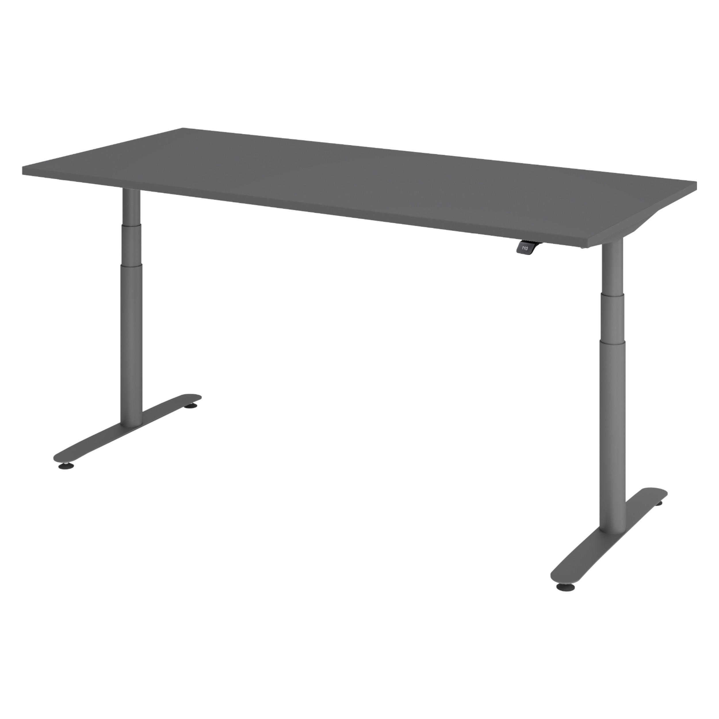 SCHREIBTISCH elektrisch Bluetooth & App XDLR 180/80/72 cm in Graphitfarben/Graphitfarben - Graphitfarben, Holzwerkstoff (180/80/72cm) - bümö