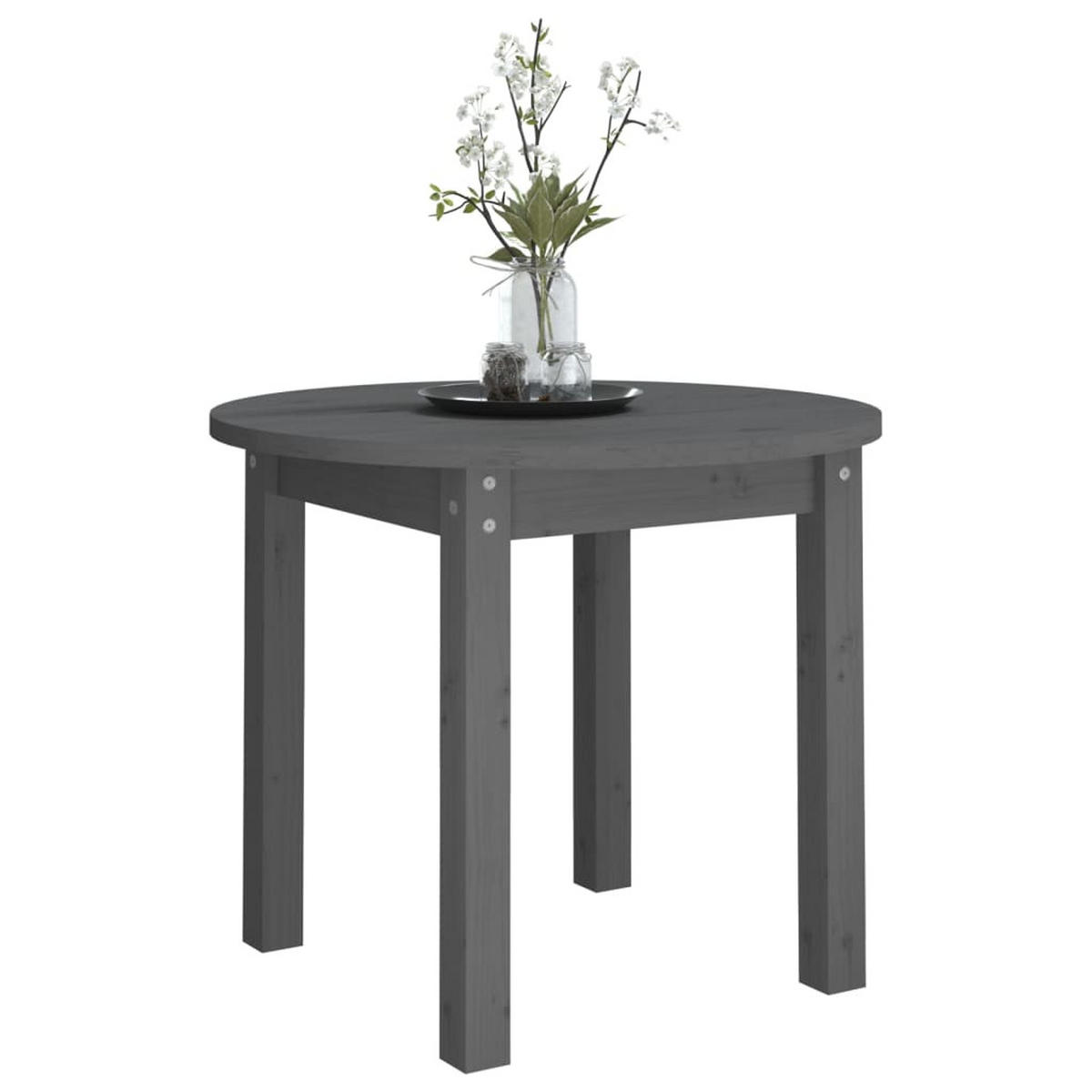 COUCHTISCH Grau Ø 55x45 cm Massivholz Kiefer - Grau, Holz (55/55/45cm) - furnicato