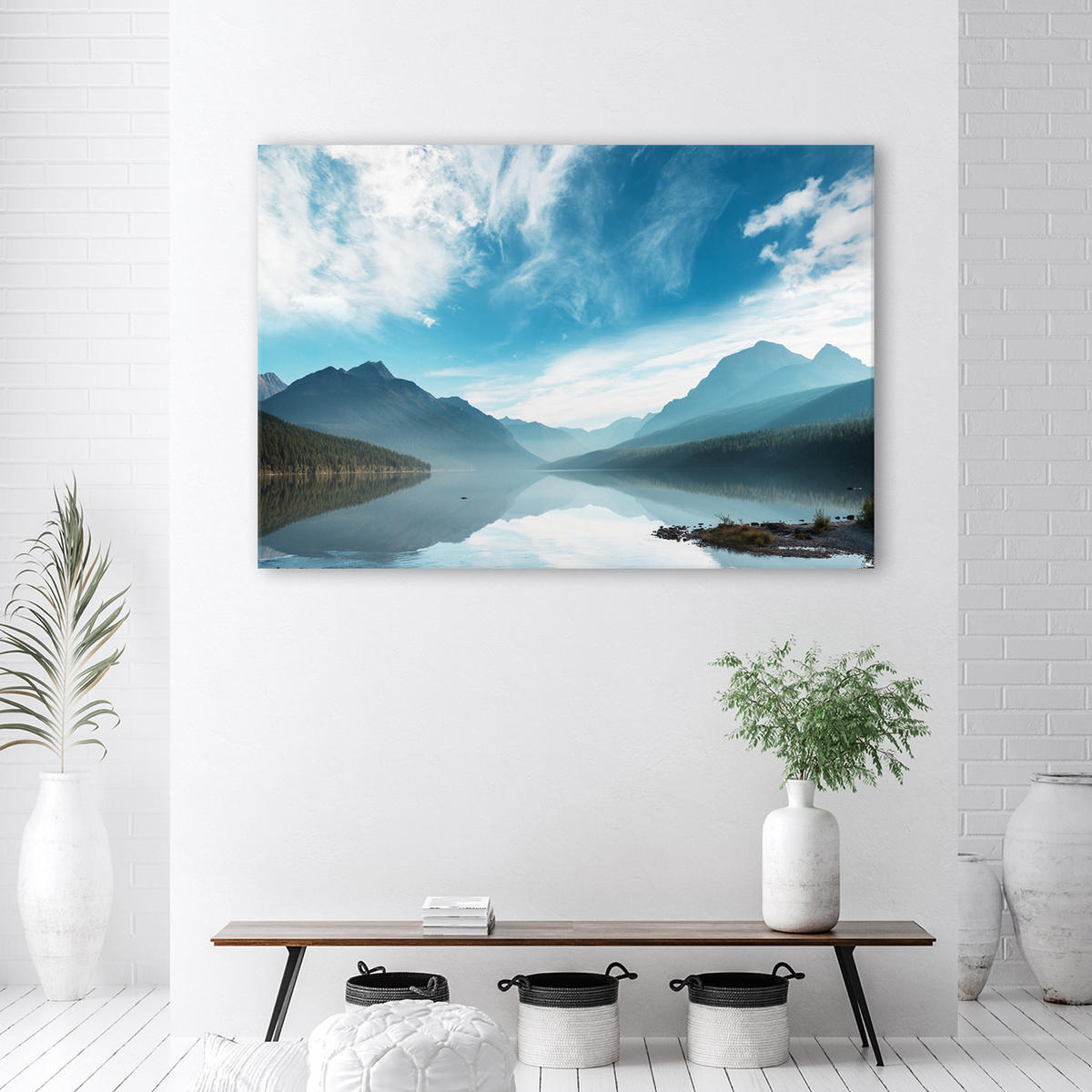 WANDBILD see berge landschaft natur - Blau, Textil (60/40cm) - Feeby