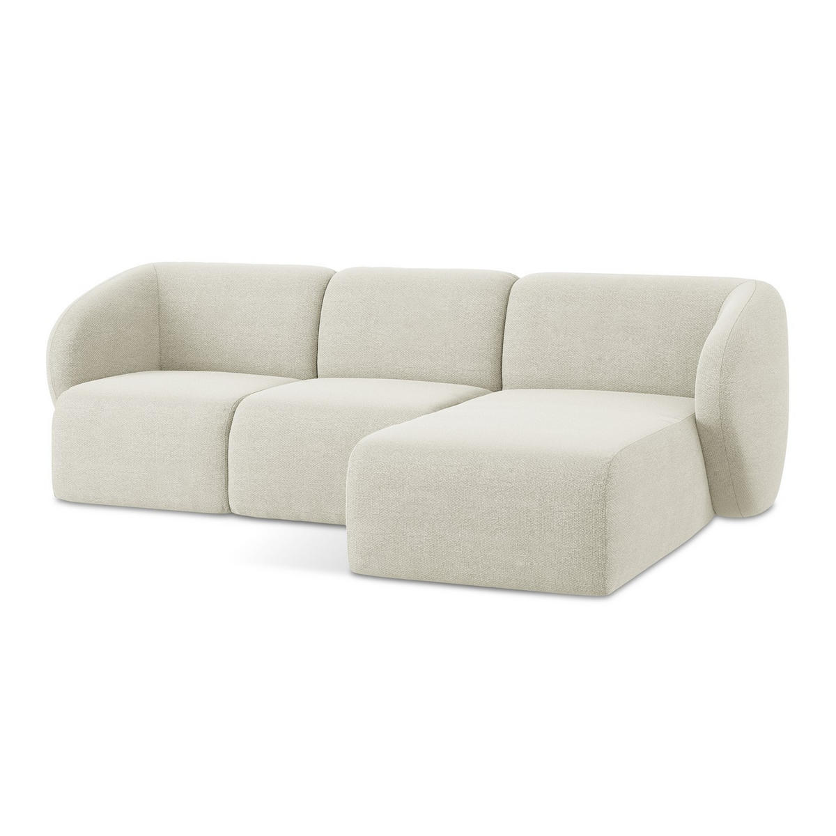 ECKSOFA Rechts Bouclé Stoff Beige - Sandfarben/Schwarz, Holzwerkstoff/Kunststoff (248/166cm) - LaMiaSofa