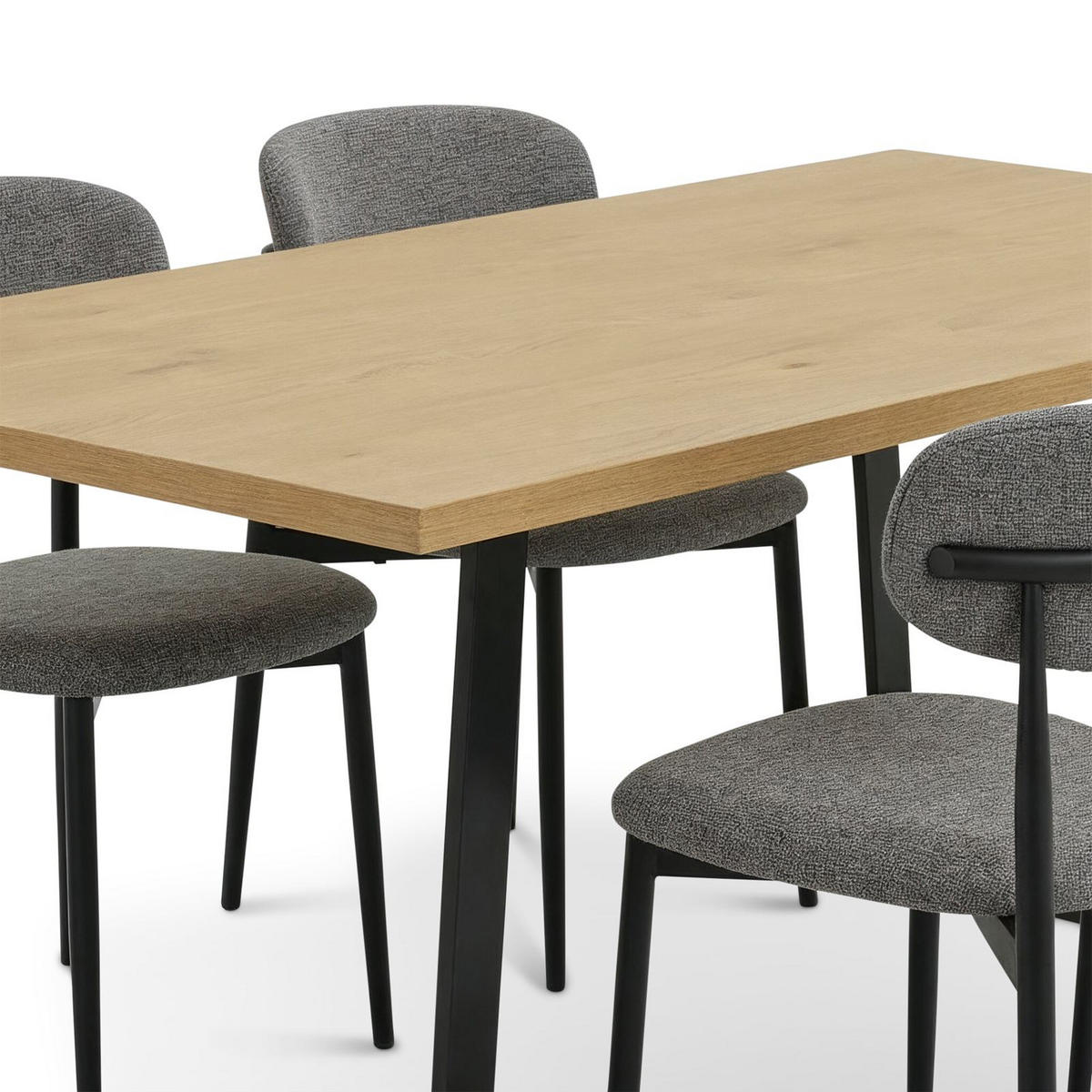 ESSGRUPPE VIDAGO AZUL 5er Set grau, schwarz, Wildeiche - Grau, Holzwerkstoff - IDIMEX