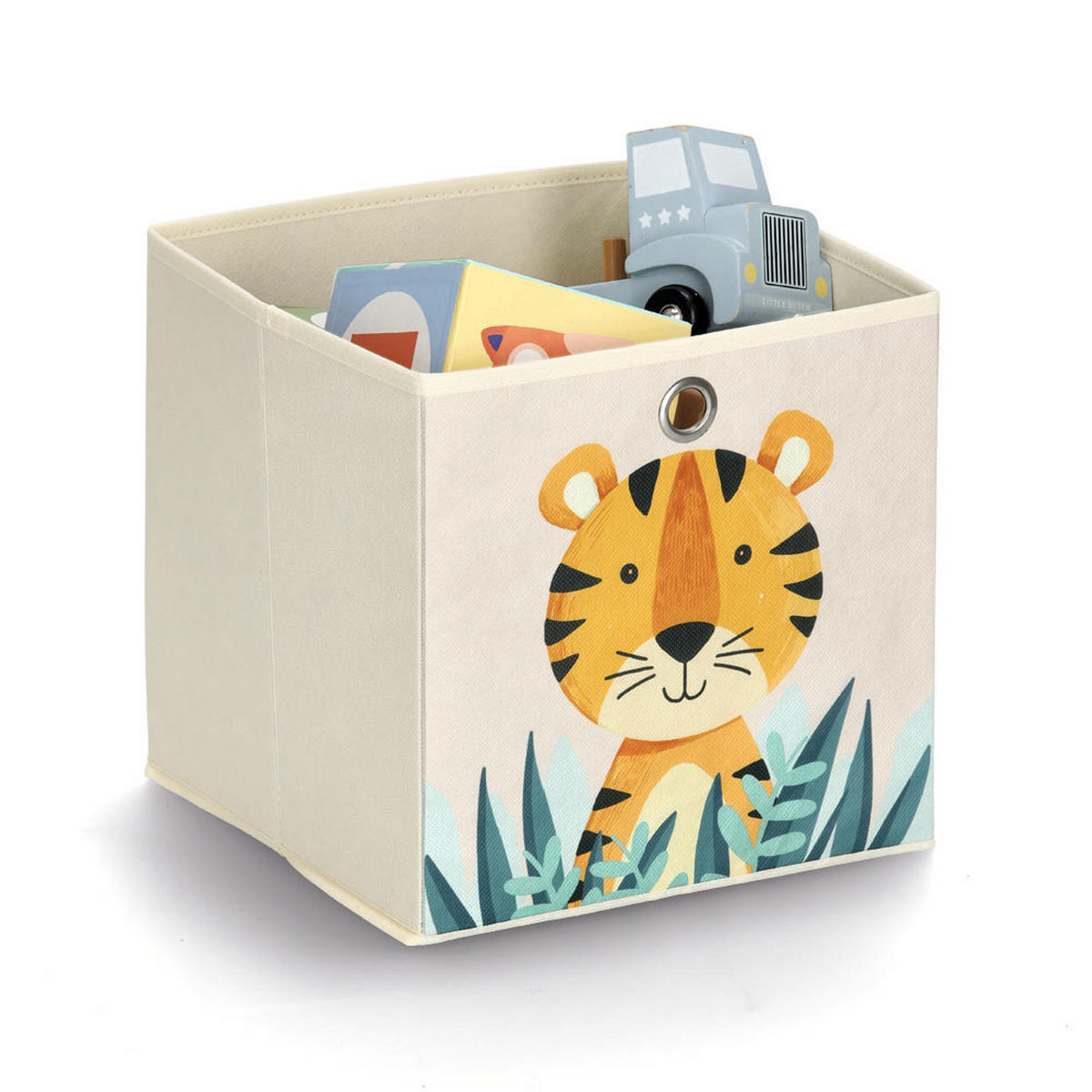 AUFBEWAHRUNGSBOX Tiger, Vlies - Beige - Beige/Gelb, Textil (28/28cm) - Zeller Present